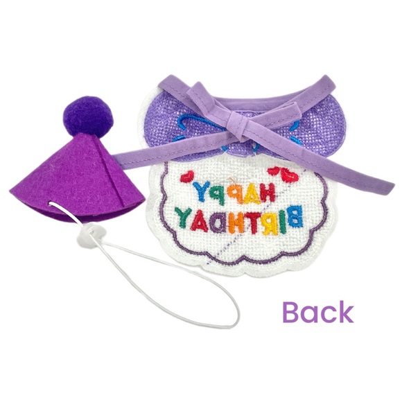 Pet Birthday Hat and Bib Set Purple/White for Small-Medium Dogs Cats NWT - Picture 2 of 8